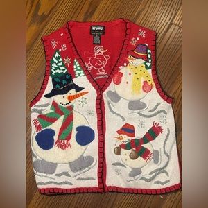 Vintage Disney Christmas Snowman Sweater Vest Size Medium